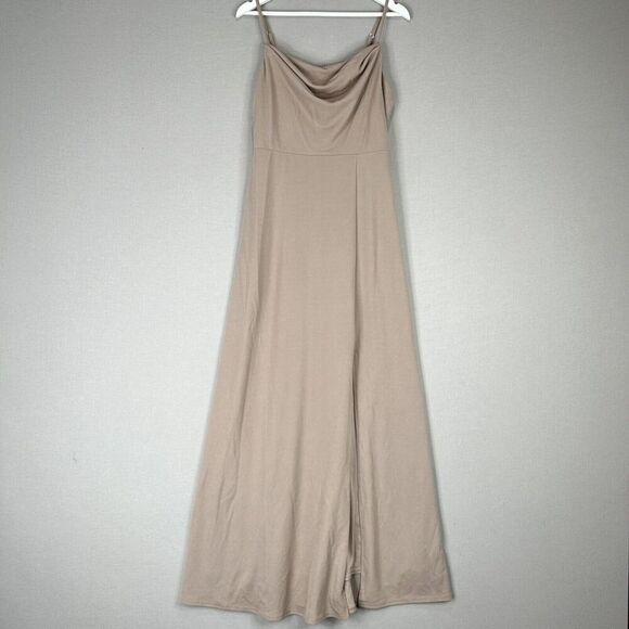 Birdy Grey Womens Dress Large Pink Cowl Flowy Side Slit Gown Formal Bridesmaid - Picture 2 of 11